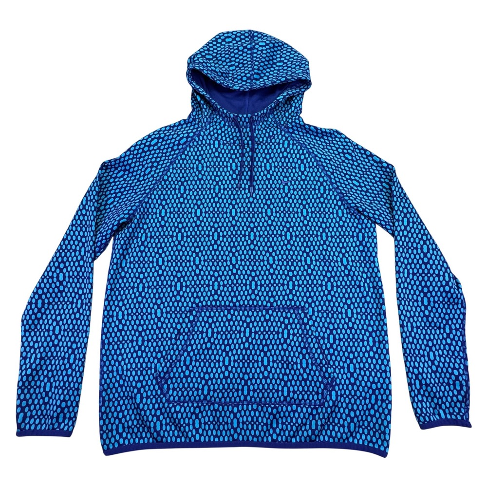 Nike Therma-Fit Hoodie‎ Men's Large Mock Neck Drawstring Blue Pullover Thermal